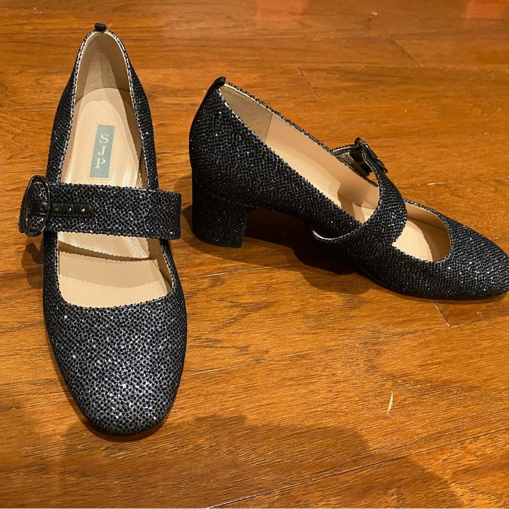 SJP black glitter mary janes size 39
